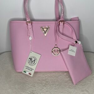 VALENTINO ORLANDI Pink Vegan Leather Tote Bag Purse & Wallet Set NWT MSRP $200